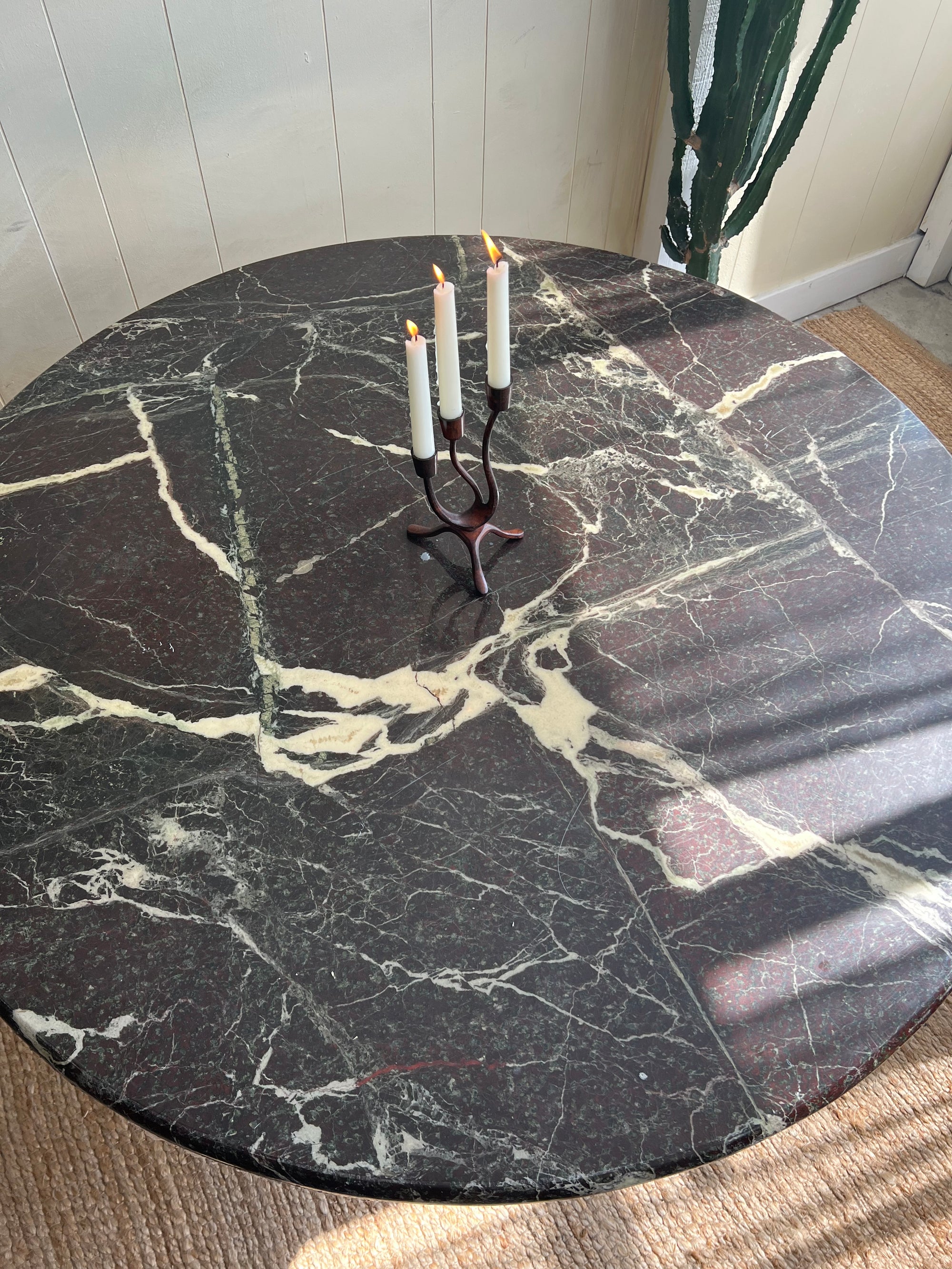 Vintage Italian Black Marble Dining Table