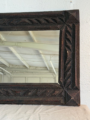 Antique Handmade Tramp Art Frame Mirror