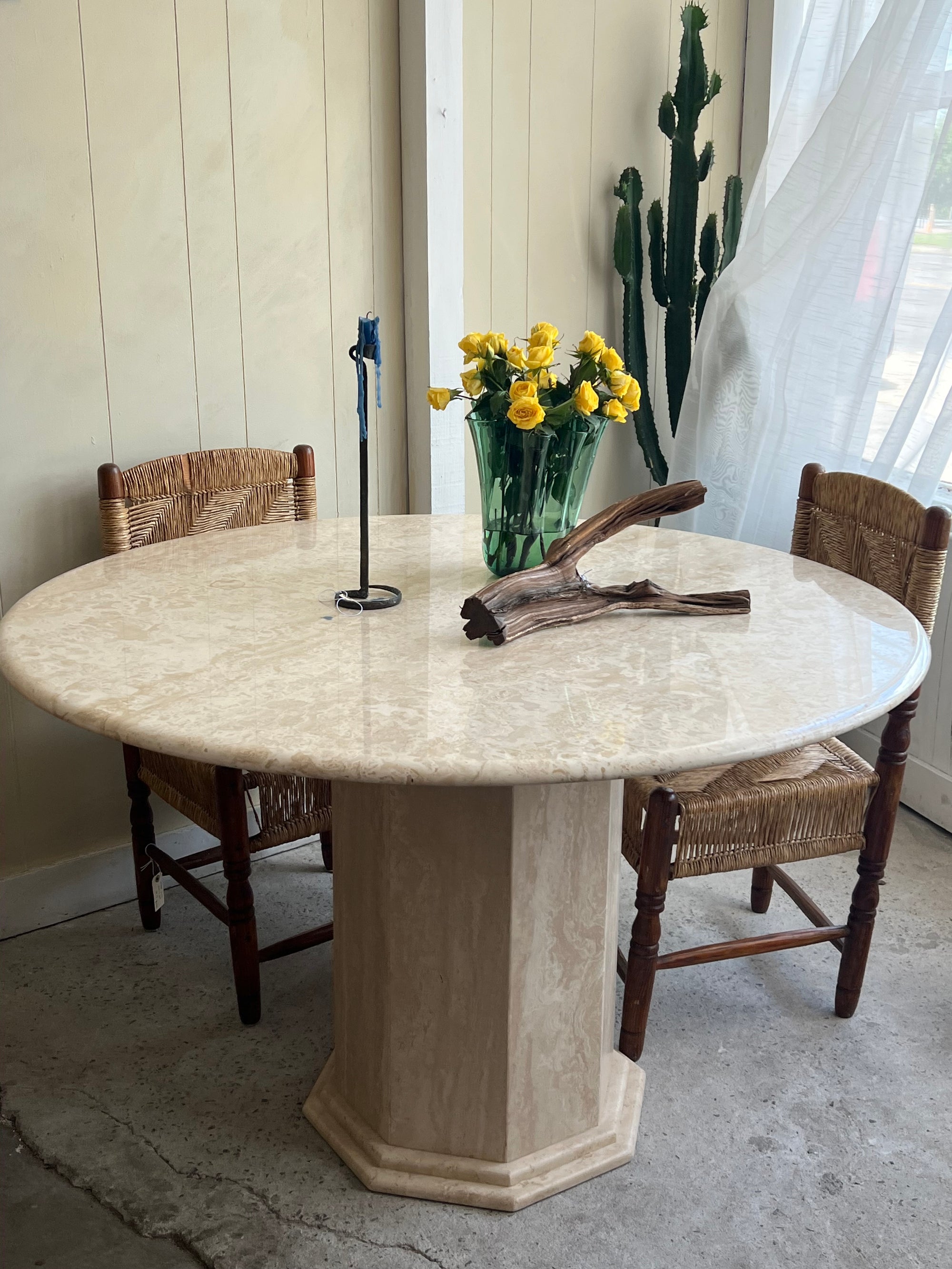 Vintage Travertine Dining Table by  Ello