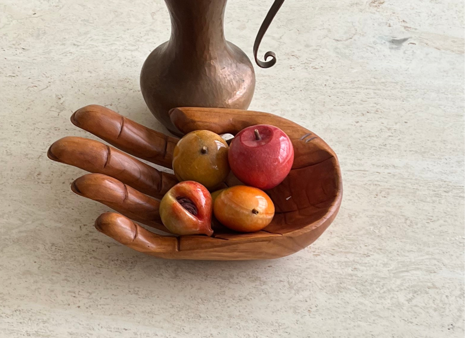 Hand carved wooden hand bowl large