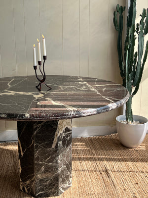 Vintage Italian Black Marble Dining Table