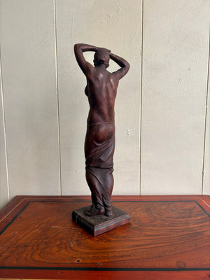 Vintage Carved Wooden Woman Statue