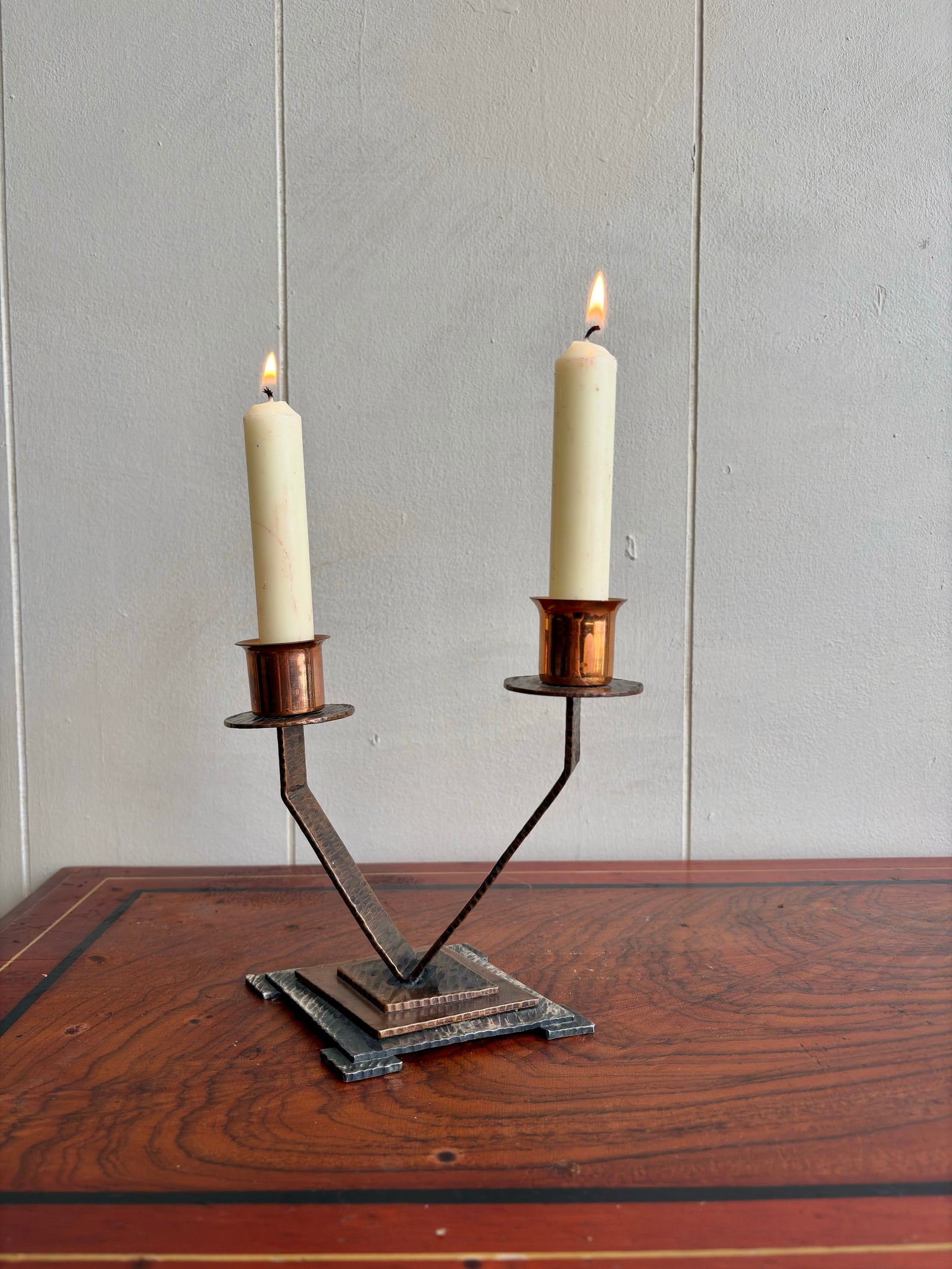 Vintage Handmade Copper and Metal Candelabra