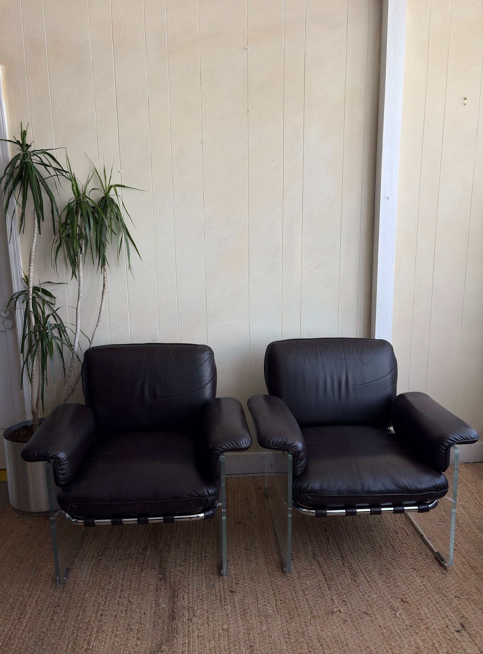 1970s Pace Collection 'Argenta' Chrome Lucite Chairs