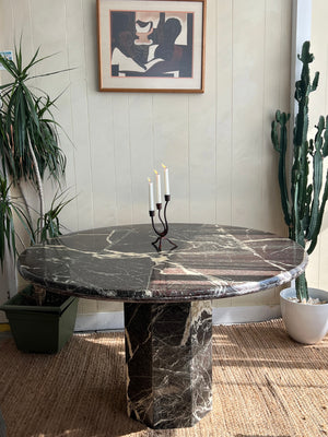 Vintage Italian Black Marble Dining Table