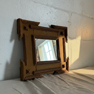 Antique Handmade Tramp Art Mirror