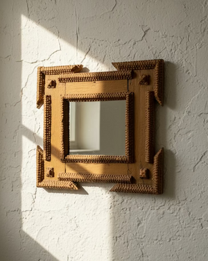 Antique Handmade Tramp Art Mirror