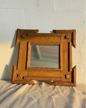 Antique Handmade Tramp Art Mirror