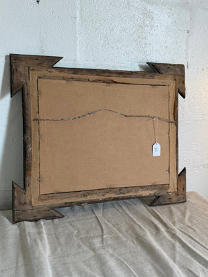 Antique Hand Carved Tramp Art Mirror