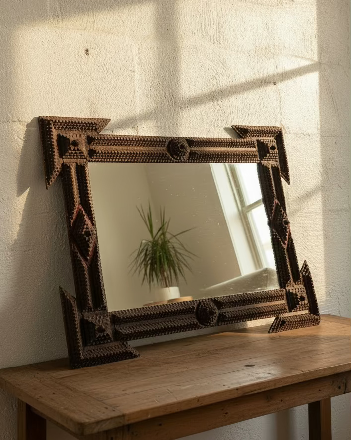 Antique Tramp Art Mirror