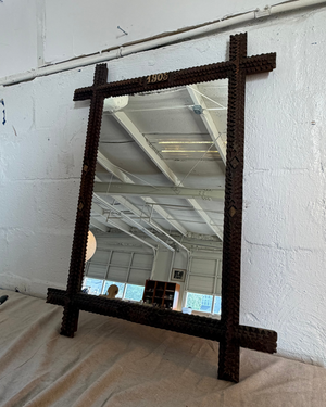 1908 Antique Handmade Tramp Art Mirror