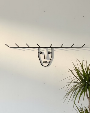 Hand Forged Iron Face Coat Rack